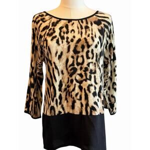 CHICO'S Animal Print Top Size‎ 0 Small Leopard Chic Stretch Blouse NEW WITH TAGS
